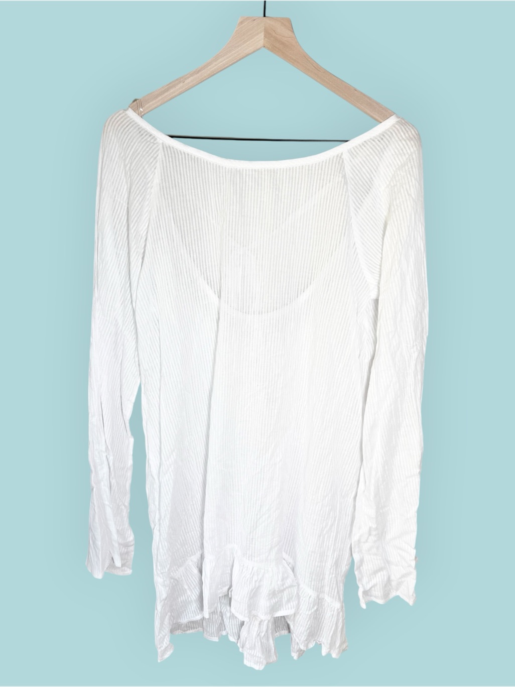 Nwt Francesca’s Swim White Cover Up Dress Size Large Gauzy Cotton Lightweight — image 2 of 5